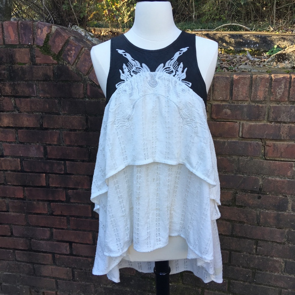 ✨Free People✨ ruffled tunic w vegan leather